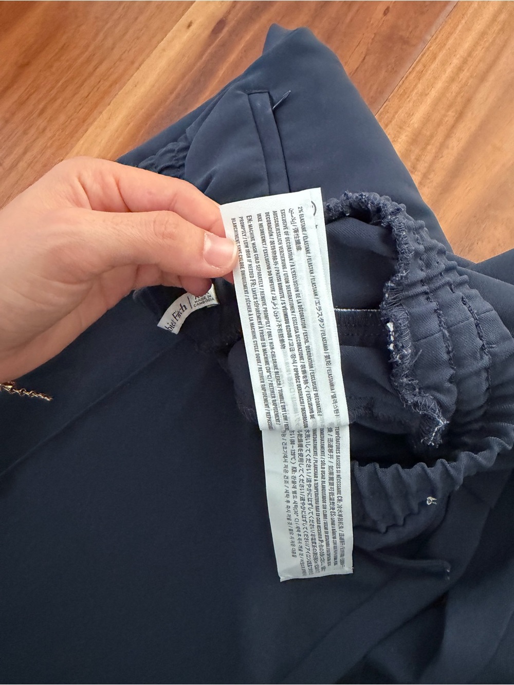 Abercrombie & Fitch Navy Wide-Leg Track Pants with White Stripes - Picture 7 of 10
